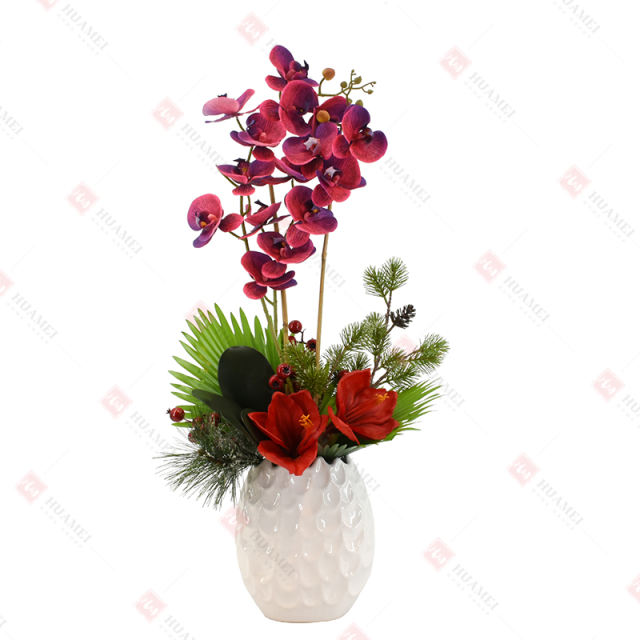 16pcs PEVA orchid with  ceramic pot