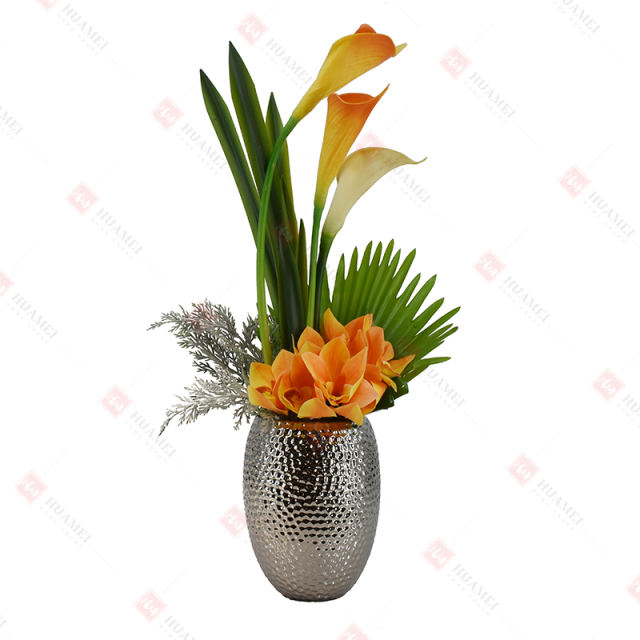 Cymbidium  and Calla Lily  with ceramic pot