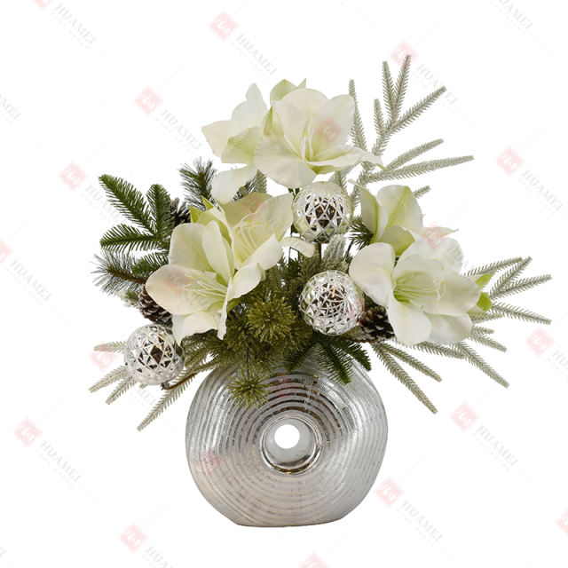 6pcs Narcissus with  silver ceramic pot