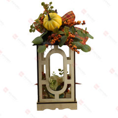 Wooden Autumn Harvest Lattice Bowknot LED Candle Holder