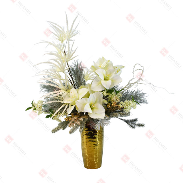 7pcs Narcissus with gold ceramic Pot Christmas