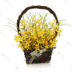 Winter Jasmine with natural rattan basket