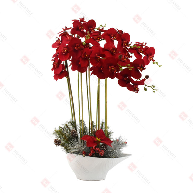 48pcs orchid  with white ceramic pot Christmas