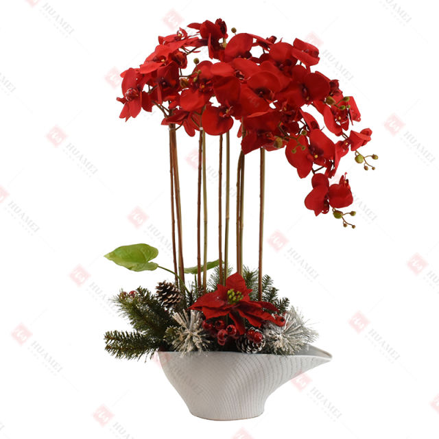 48pcs orchid  with white ceramic pot Christmas