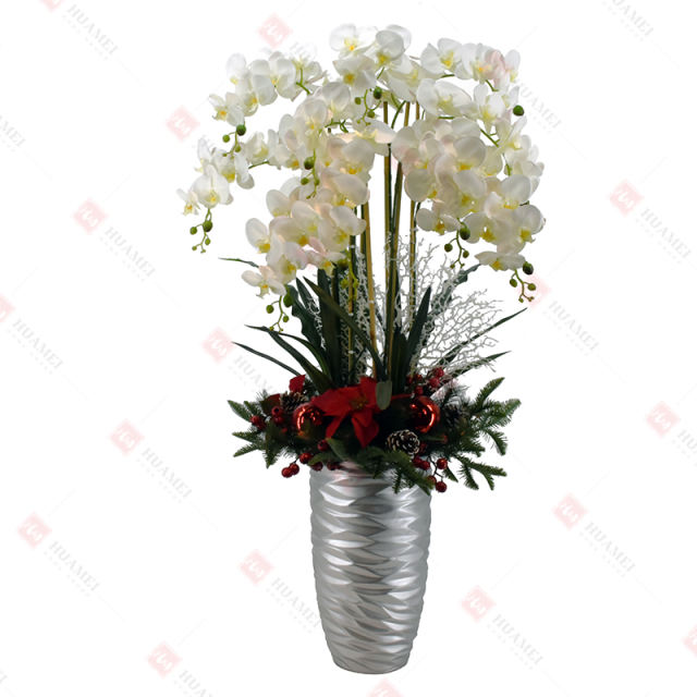80pcs orchid  with silver ceramic pot Christmas