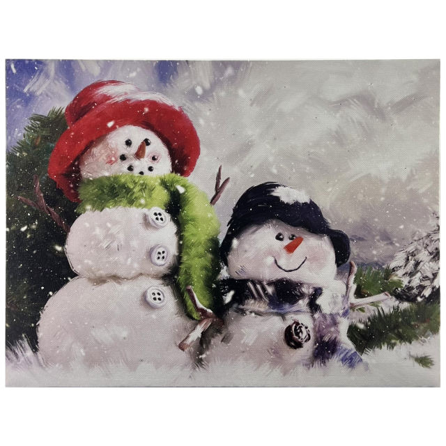 Stunning and cute little white Christmas snowman painting