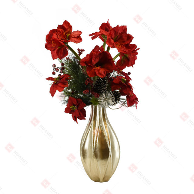 15pcs Clivia with gold polyresin pot Christmas