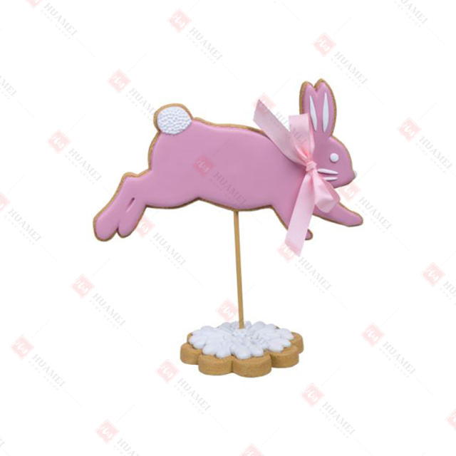 RESIN JUMPING BUNNY
W/ BOW  SUGAR COOKIE   TABLE DECO