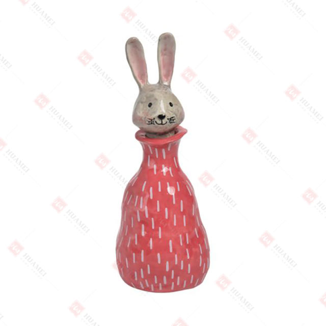 DOLOMITE BOTTLE VASE WITH BUNNY HEAD  STOPPER & PATTERN DECAL