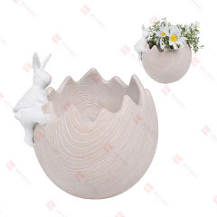 RESIN RABBIT CLIMBING OVER THE EGG PLANTER
