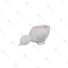 RESIN WOODEN-FINISH DUCK CANDLE HOLDER