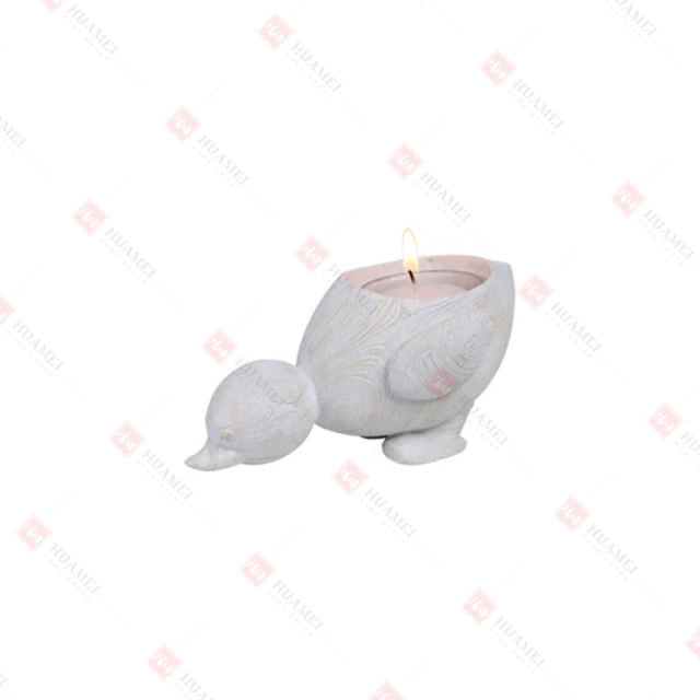 RESIN WOODEN-FINISH DUCK CANDLE HOLDER