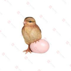 RESIN CHICK STEPPING ON AN EGG TABLE DECO