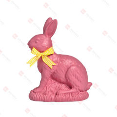 SM RESIN CHOCOLATE RABBIT W/ RIBBON