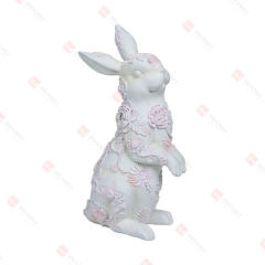 RESIN CROCHET FLOWER BUNNY TABLE DECO
