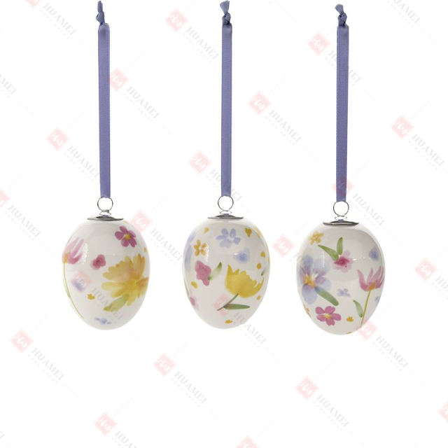 3 ASST, DOLOMITE EGG ORNAMENT
W/ FLOWER DECAL