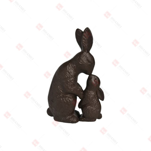RESIN CHOCOLATE MOTHER & CHILD BUNNY TABLE DECO