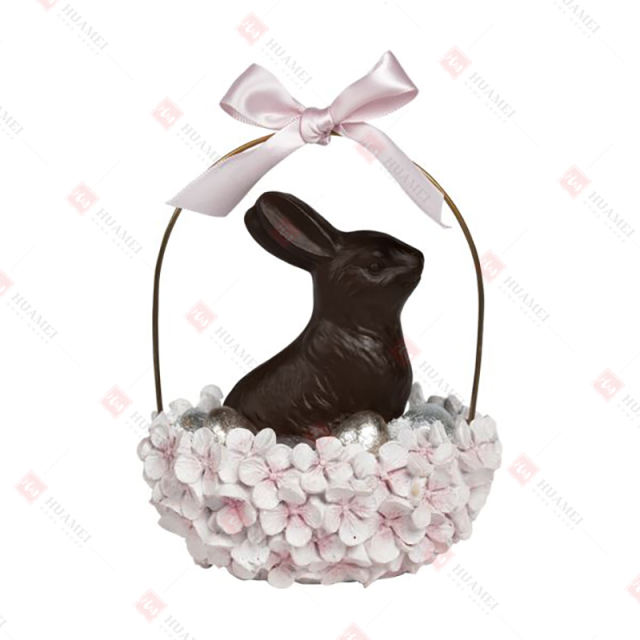 RESIN BUNNY IN  BASKET