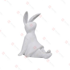 RESIN WOOD TURN BUNNY SITTING TABLE DECO