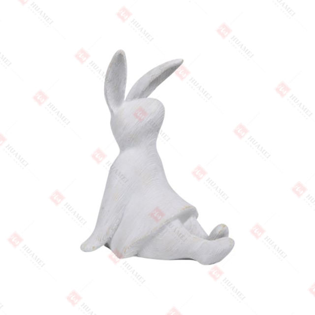 RESIN WOOD TURN BUNNY SITTING TABLE DECO