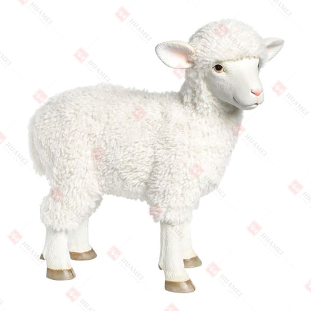 RESIN LAMB W/ FUR TABLE