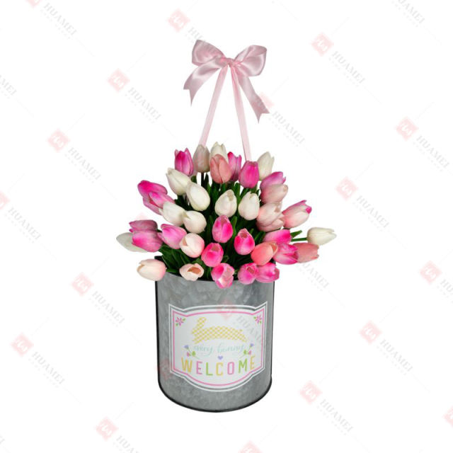 METAL HANGING FLOWER WALL DECO WITH TULIPS
