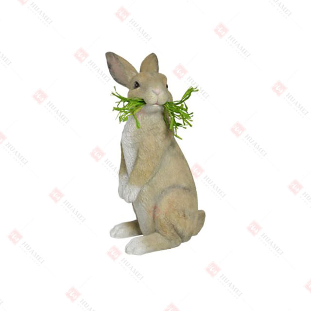 RESIN BUNNY WITH ARTIFICIAL GRASS