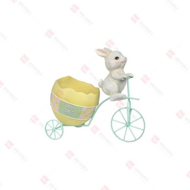 RESIN BUNNY RIDING TRICYCLE