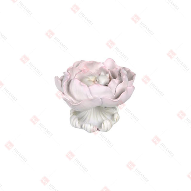 RESIN SLEEPING BUNNY IN PEONY W/BASE