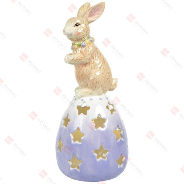 DOLOMITE STANDING BUNNY ON EGG W/ LED TABLE DECO