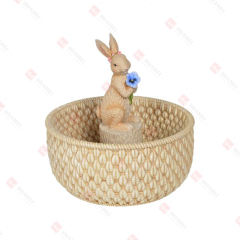 RESIN RABBIT STANDING ON BASKET