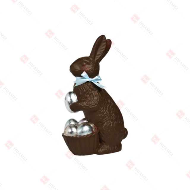 RESIN CHOCOLATE BUNNY WITH EGGS TABLE DECO