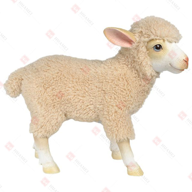RESIN FUR COVERED BABY GOAT TABLE DECO