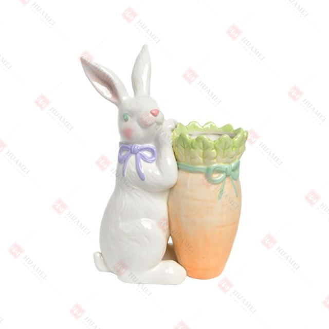DOLOMITE RABBIT W/ CARROT SHAPE VASE