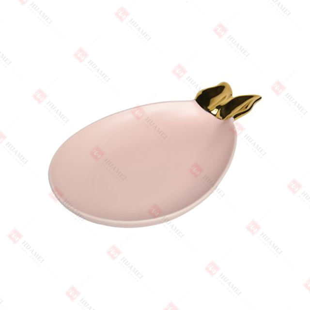 DOLOMITE EGG SHAPE PLATE WITH RABBIT EARS