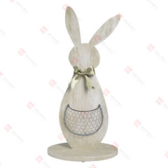 WOOD BUNNY WITH 
WIRE PLANT HOLDER