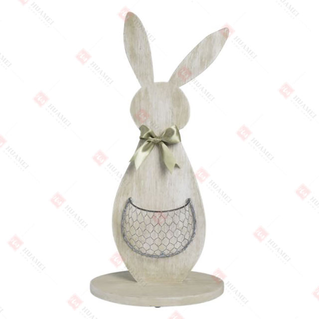 WOOD BUNNY WITH 
WIRE PLANT HOLDER