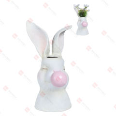 RESIN BUBBLE GUM BUNNY FLOWER VASE