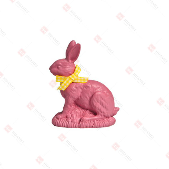 SM RESIN CHOCOLATE RABBIT W/ RIBBON