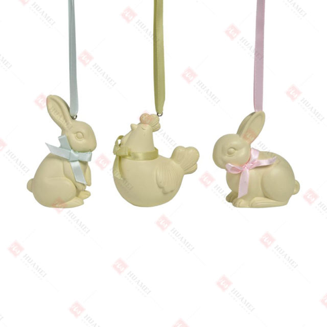 3 ASST, RESIN CHOCOLATE BUNNY/HEN ORNAMENT