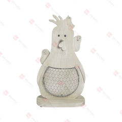 WOOD HEN WITH 
WIRE PLANT HOLDER