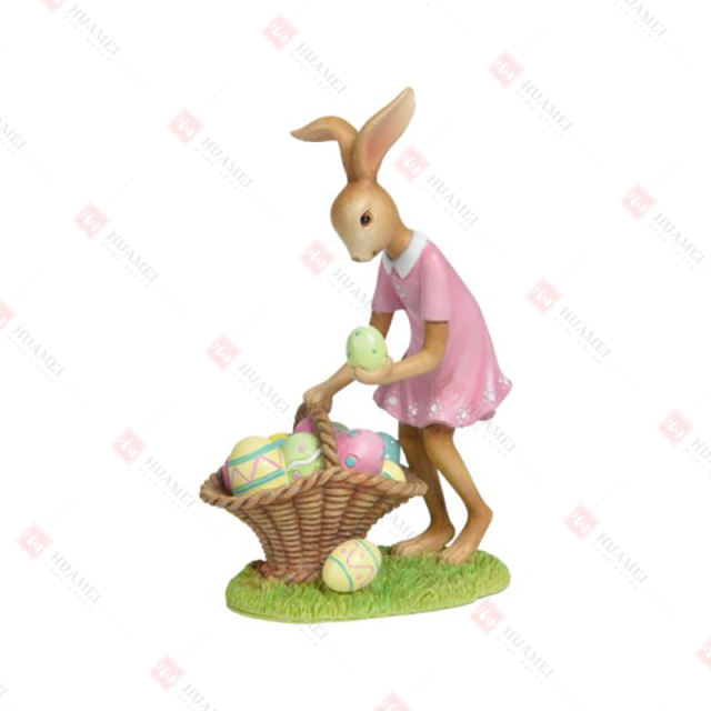 RESIN GIRL BUNNY WITH
EGG BASKET TABLE DECO