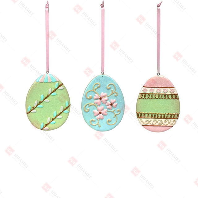 3 ASST, RESIN COOKIE EGG ORNAMENTS