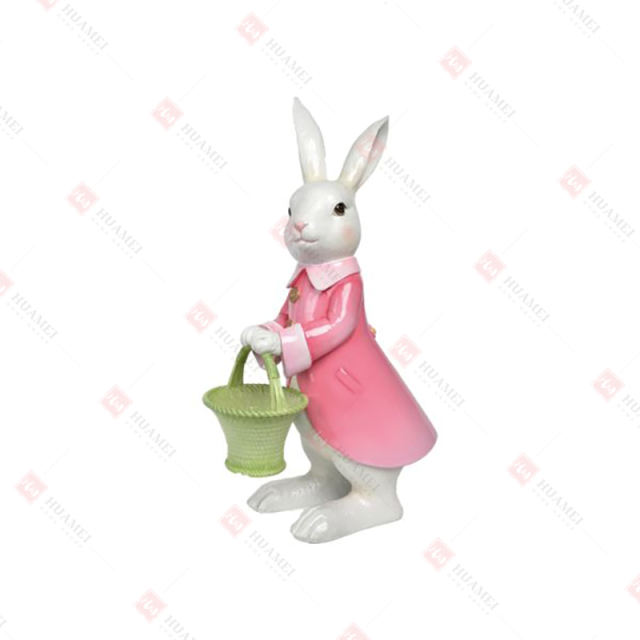 RESIN BUNNY GIRL WITH
A BASKET PLANTER