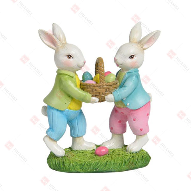 RESIN BOY BUNNIES
WITH BASKET OF EGGS