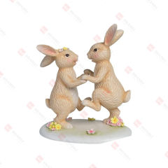 RESIN DANCING BUNNIES TABLE DECO