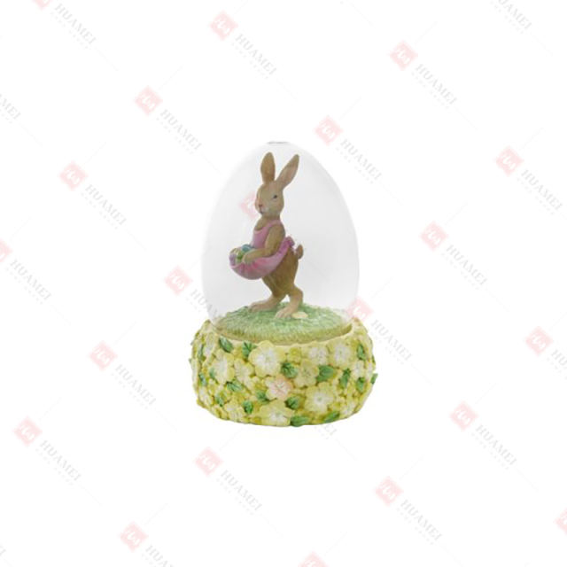 RESIN RABBIT WITH GLASS DOME