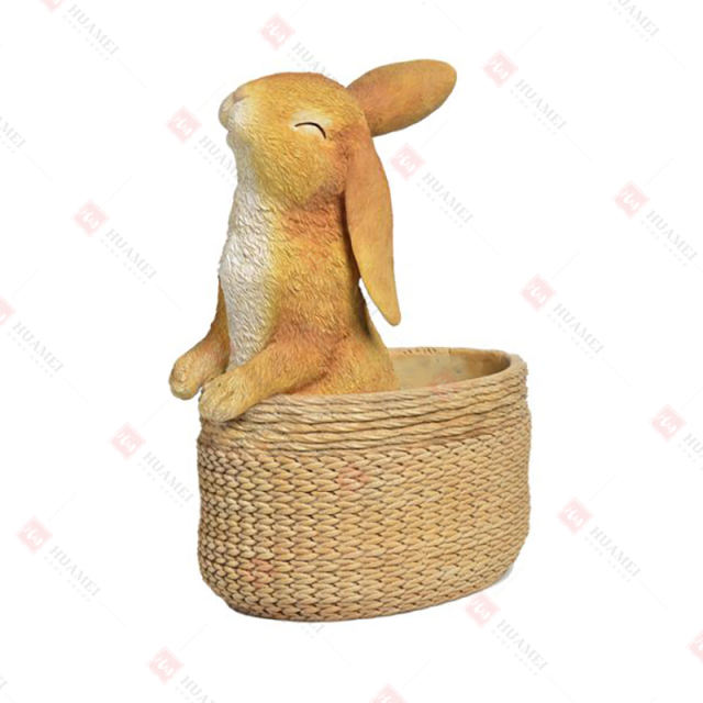 RESIN BUNNY IN A BASKET