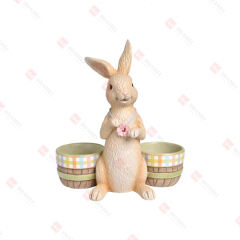 RESIN BUNNY W/ 2 BASKETS PLANTER
