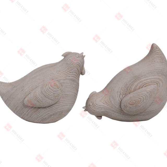 2 ASST., RESIN WOODEN-FINISH CHICKEN
TABLE DECO